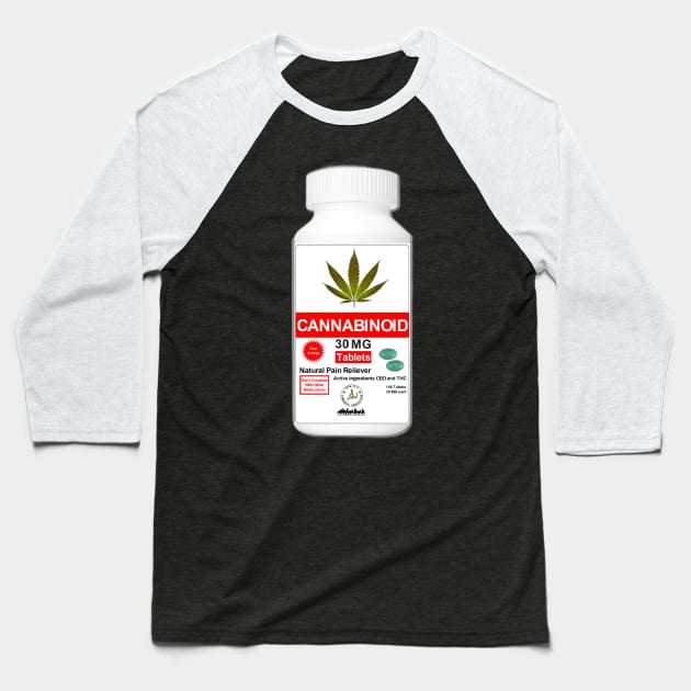 Cannabis Pain Reliever Baseball T-Shirt by Crab City Cannabis Concession